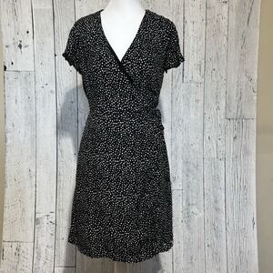 Harper Heritage Women's Black Polka Dots Wrap Dress Ruffles Sleeve Size S